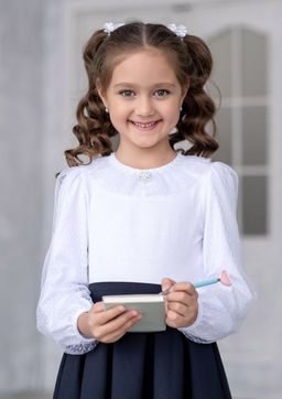 Дита, блузка трикотажная белый/140-72-63