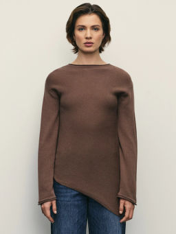 Джемпер из хлопка с асимметричным краем / Zarina  фото 3