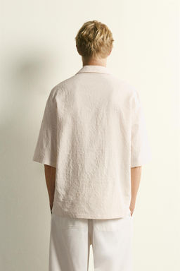 CAMISA POLO RELAXED FIT JACQUARD / Beige claro - Zara фото 3