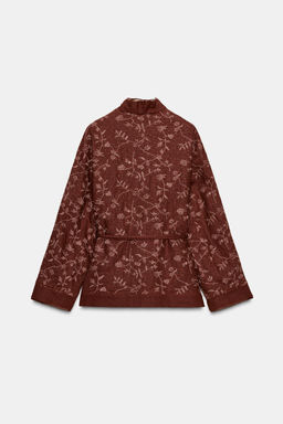 ZW COLLECTION EMBROIDERED LINEN BLEND KIMONO - Zara фото 5