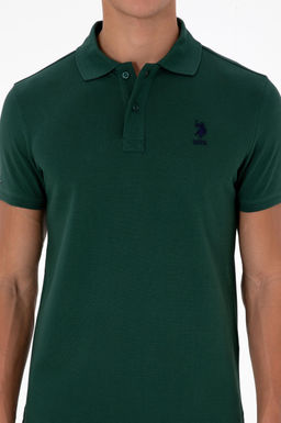 Поло Slim Fit Basic темно-зеленая из хлопка