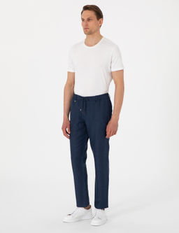 Lacivert Slim Fit Keten Kar___ml_ Pantolon - Pierre cardin фото 3