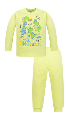 Пижама детская из футера салатовая дино