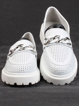 03-PDD153-1 WHITE Лоферы женские (натуральная кожа)