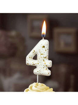 Цена за 2 шт. Свеча в торт «Белые брызги», цифра 4