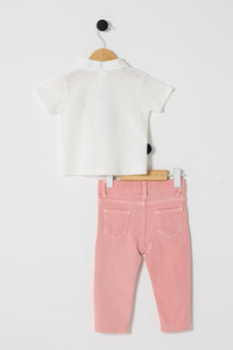 K_z Bebek Beyaz %100 Pamuk Polo Yaka Ti__rt Jean Pantolon Tak_m 2li - U.s. polo assn фото 3