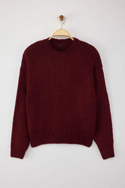 Bordo Genis Kal?p Yumusak Dokulu Basic Triko Kazak TWOAW23KZ00185