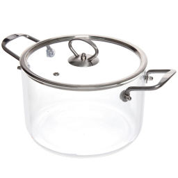 Кастрюля из боросиликатного стекла 3,5л "Хай-Тек" с металлическими ручками