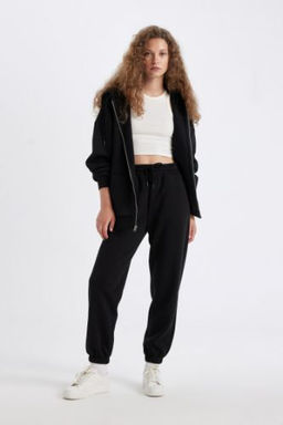 Standart Fit Kal?n Jogger Esofman Alt? Bel Paca Lastikli Basic Duz Uzun Boy