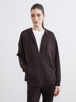 Oversize Soft Touch Kad?n Fermuarl? Sweatshirt