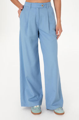 Kad_n Mavi Loose Fit Kanvas Pantolon