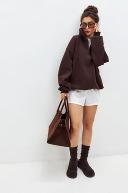 Толстовка женская из футера начес Комфорт шоколад макси