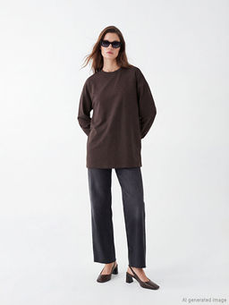 Bisiklet Yaka Nak??l? Kad?n Sweatshirt Tunik