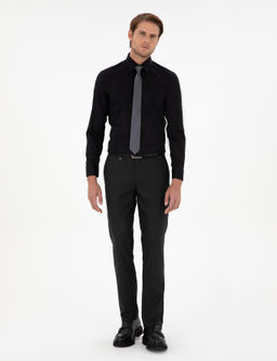 Siyah Regular Fit Uzun Kollu Basic G_mlek