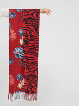 в составе шерсть Большой, мягкий, теплый двусторонний палантин с рисунком в стиле «арт-деко». - Tantino фото 5