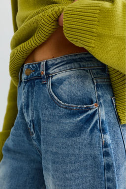 Джинсы-трубы с потертостями Голубой - Erist store фото 3