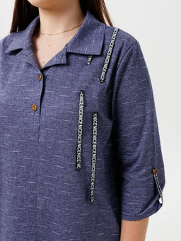 Платье женское П-127 (кулирка) Синий лён