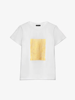 EMKA / Базовая футболка с золотым принтом, 100% хлопок  фото 6