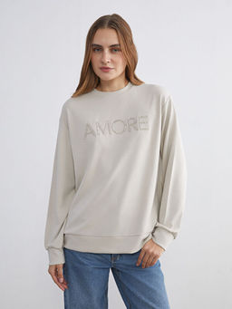 Bisiklet Yaka Ta?l? Kad?n Sweatshirt