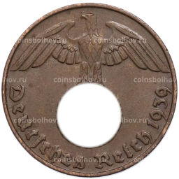 Монета 2 рейхспфеннига 1939 года D Германия