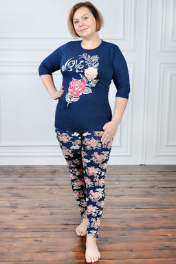 Арт. 4553 Пижама с брюками 44-54 (6 шт) Цвет:синий