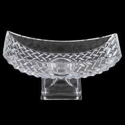 Блюдо стеклянное "Ладья зигзаг" 29,6х11,4х14см, 600мл, на ножке, основание 10,6х10,6см, в коробке (Китай)