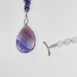 Колье из Чароита, Лунного кмня и Флюорита - Радуга самоцветов фото 3