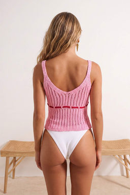 Pembe Bask_l_ Regular Triko 100% Pamuk Bluz TBESS26BZ00015 - Trendyolmilla фото 4