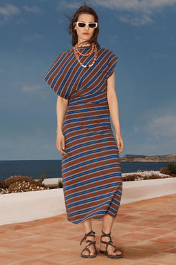 LIMITED EDITION STRIPED DRAPED DRESS - Zara фото 8