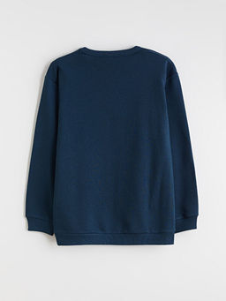 Bisiklet Yaka Bask?l? Erkek ?ocuk Sweatshirt