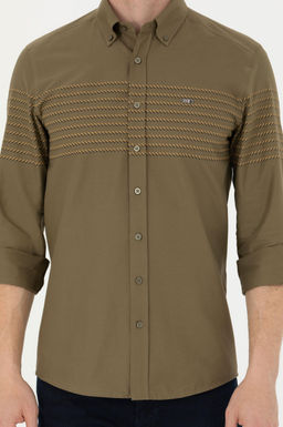 Мужская рубашка цвета хаки с длинным рукавом - U.s. polo assn фото 20
