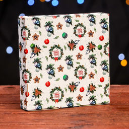 Цена за 5 шт. Коробка подарочная новогодняя складная «Праздничный гость», 16×16×3 см