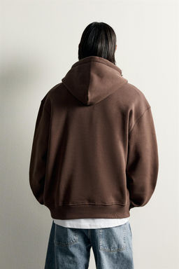 SUDADERA RELAXED FIT CAPUCHA B?SICA / Marr?n - Zara фото 3