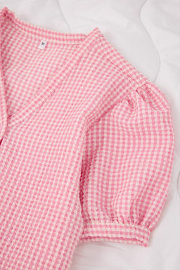 Pembe Ekose / Kareli Gofre Dokuma Pijama Tak?m? THMSS26PT00002 - Trendyolmilla фото 3