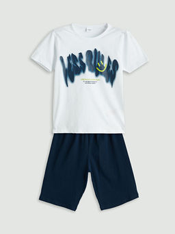 Bisiklet Yaka Erkek ?ocuk ?ortlu Pijama Tak?m?