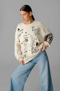 Арт. 15132/2 Свитшот женский оверсайз 46-52 (4 шт) Цвет:молочный