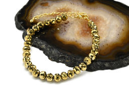 Браслет из циркона шарик гр.6мм цв.золотистый, 18см