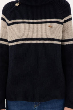 Женский темно-синий свитер с v-образным вырезом - U.s. polo assn фото 6