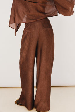 PANTAL?N FLUIDO ANCHO / teja oscuro - Zara фото 6