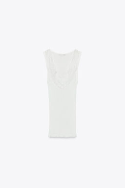 LACE RIBBED T-SHIRT - Zara фото 24