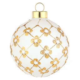 Елочная игрушка шар стеклянная д8см, белый металлик, ручная художественная роспись, подарочная упаковка (Россия) - Домашняя мода фото 2