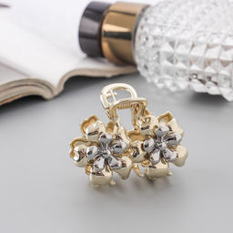 Цена за 6 шт. Крабик для волос «Хизер», цветы, 4 см, золото