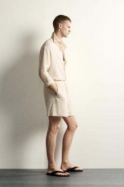 BERMUDA JACQUARD CUADROS LINO - ALGOD?N / Crudo - Zara фото 4