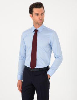 A__k Mavi Slim Fit Pamuklu Klasik G_mlek