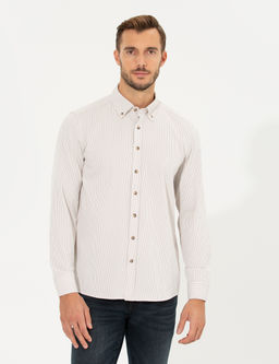 Bej Slim Fit Uzun Kollu G_mlek