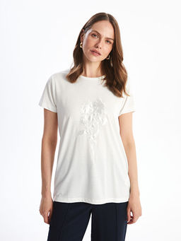 Bisiklet Yaka Nak??l? K?sa Kollu Kad?n Bluz