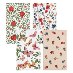 Набор полотенец Доляна Луговые цветы 28х46 см - 4 шт, 100% хлопок, вафля 160 г/м2  фото 2