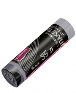 Avikomp Пакеты д/мусора с завязками 35л*15шт Уникальные технологии, ГРАФИТ, ПСД, в Рулоне, серебряный