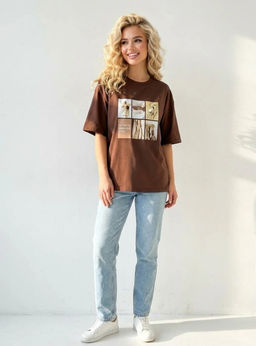 K13332 Футболка (плотный хлопок) КОРИЧНЕВЫЙ