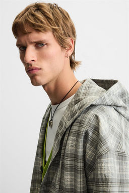 HOODED CHECK OVERSHIRT - Zara фото 6